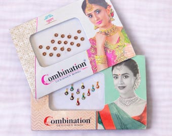 Set di bindi classici e multicolore di design / Bindi eleganti e festivi / Gioielli indiani per la fronte