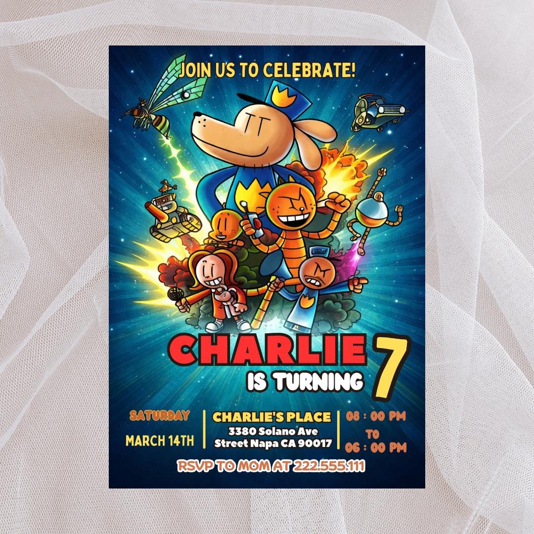 Editable Dog Man Birthday Invitation Template | Dogman Kids Birthday ...