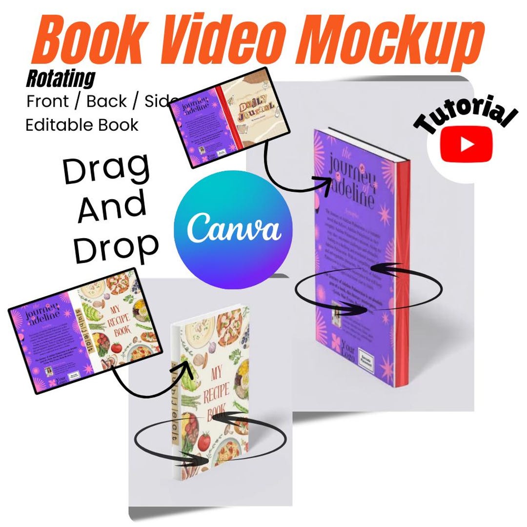 Rotating Realistic Book Video Mockup – Canva Template in 3D Book ...