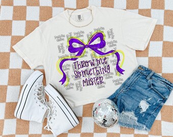 Mardi Gras Bow PNG | "Throw Me Something Mister" Design (Digital Download)