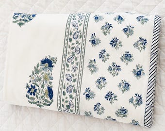 Edredón reversible de algodón con estampado a mano, tamaño king, manta ligera de verano con estampado floral indio Dohar