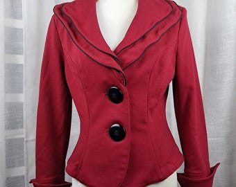Blazer vintage anni '90 Song & Sung by Design Today's S con colletto a ritratto rosso