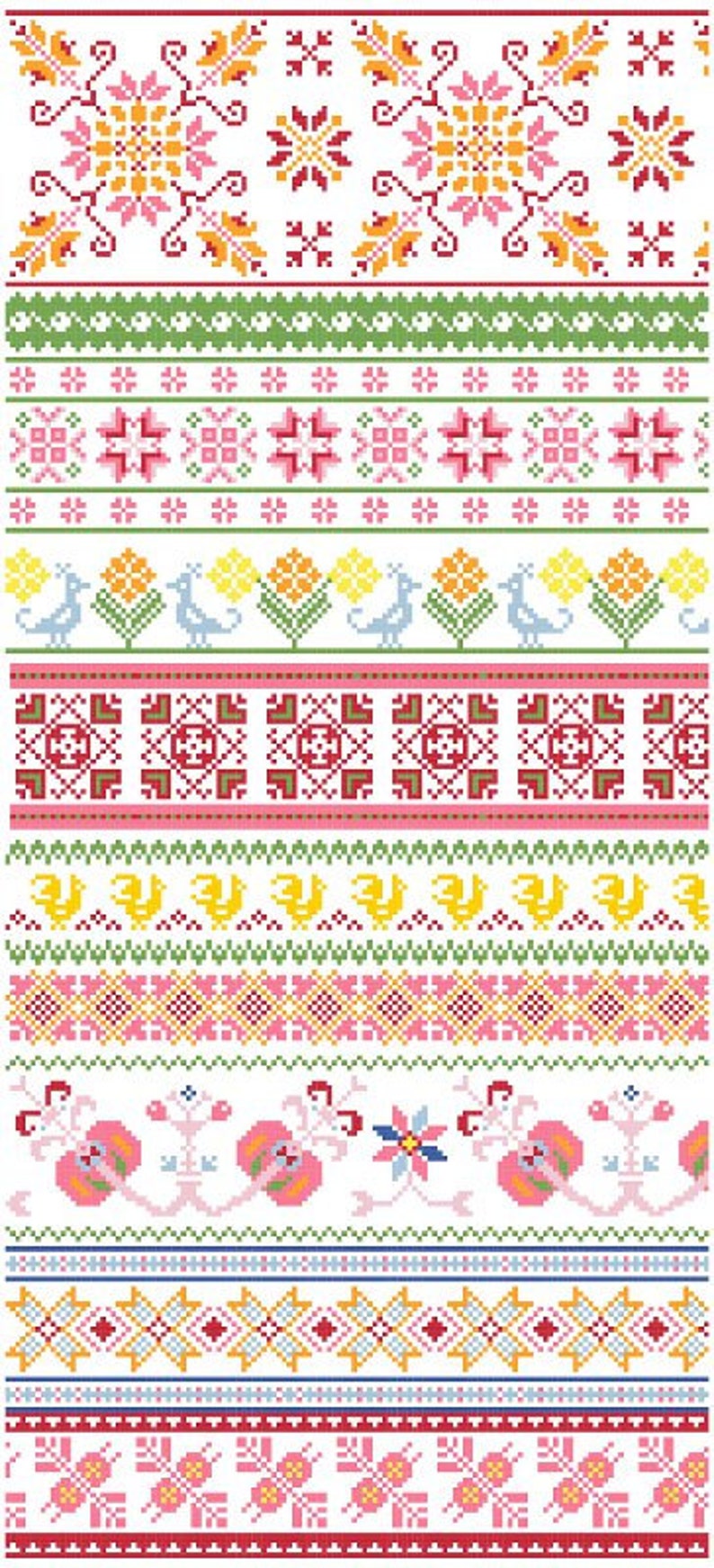 Baltic Folk Borders Cross Stitch Pattern PDF image 1