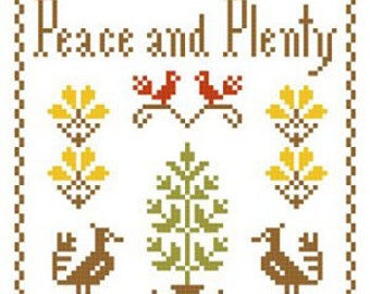 Peace and Plenty Harvest Sampler Cross Stitch Pattern PDF