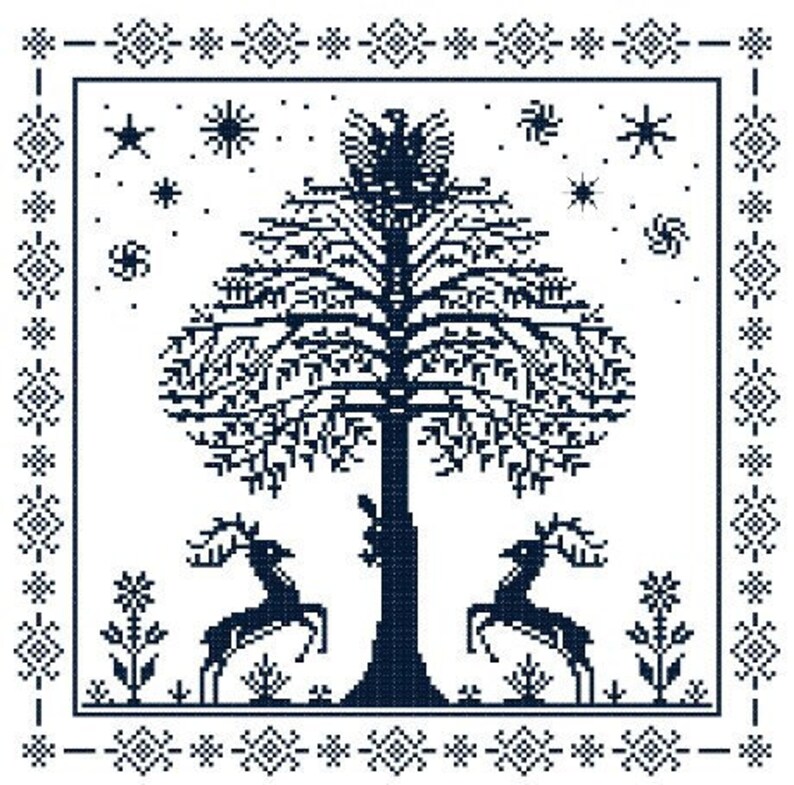 Download World Tree Cross Stitch Pattern Single Color Yggdrasil ...