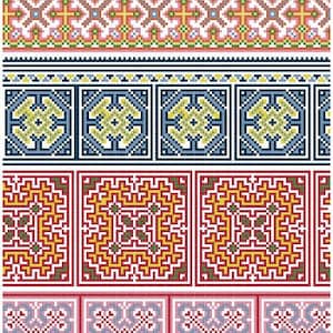 Hmong Inspired Cross Stitch Border Collection 1 PDF pattern