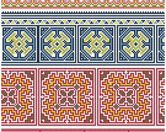 Hmong Inspired Cross Stitch Border Collection 1 PDF pattern