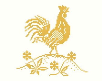 Golden Rooster Cross Stitch Pattern PDF