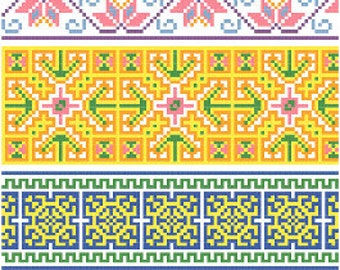 Hmong Inspired Borders Collection 2 Cross Stitch Pattern PDF