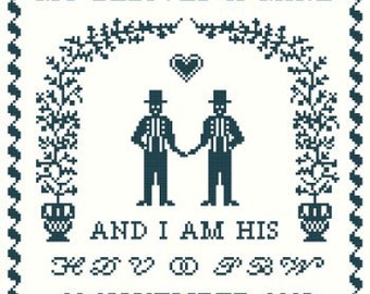 My Beloved is Mine Wedding Sampler Cross Stitch Pattern PDF - Groom and Groom