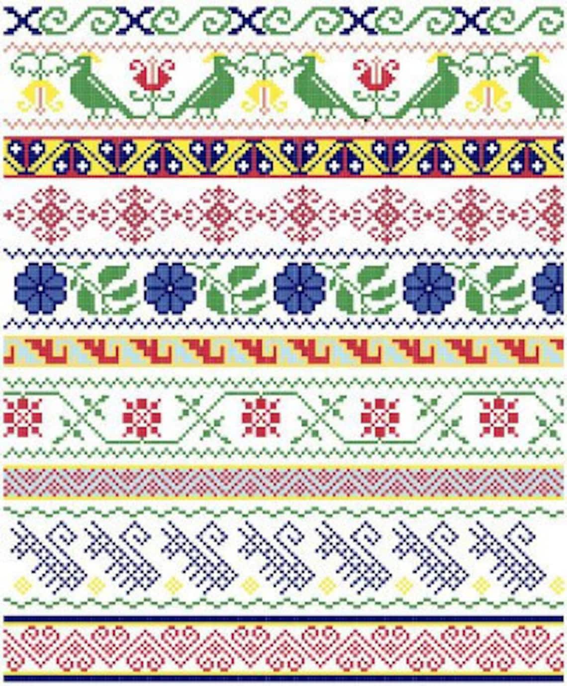 Mexican Folk Borders Cross Stitch Pattern Instant - Etsy