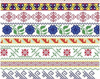 Mexican Folk Borders - Cross Stitch Pattern ** Instant Download PDF