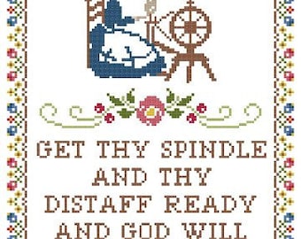 Spinning Wheel Sampler Cross Stitch Pattern ** Instant Download PDF