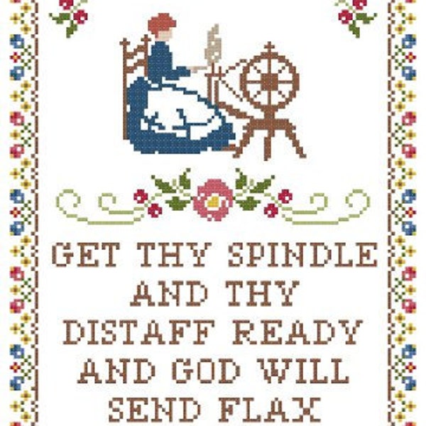 Spinning Wheel Sampler Cross Stitch Pattern ** Instant Download PDF