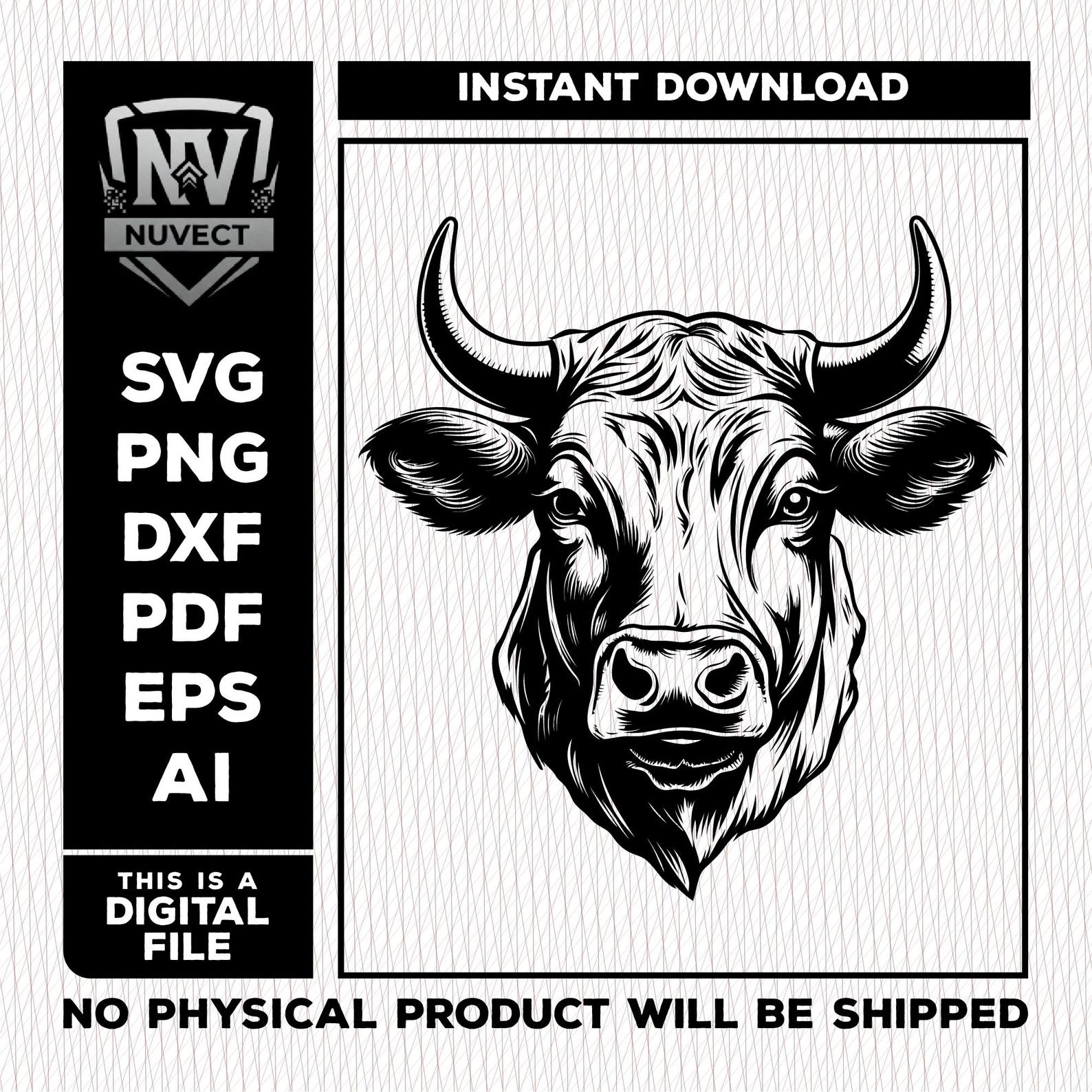 Black Angus Cow Head SVG, Farm Animal Portrait Cut File (digital ...
