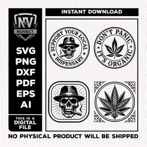 Marihuana onkruid SVG-bundel cannabisblad PNG 420 THC Doobie Joint Vector lasergesneden en gegraveerde lederen patch ontwerpen gesneden bestanden voor Cricut