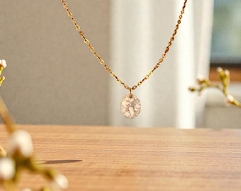 Collar de concha de vieira del Atlántico triturada de Cape Cod, cadena de acero inoxidable dorada o plateada