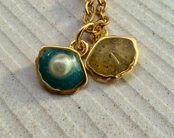 Collar de concha de arena de Cape Cod, cadena de acero inoxidable, recuerdo de playa