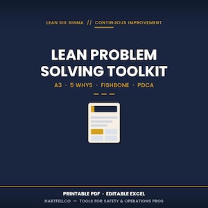 Lean Problem Solving Toolkit – A3, 5 Whys, Fishbone, Template (Digital Download)