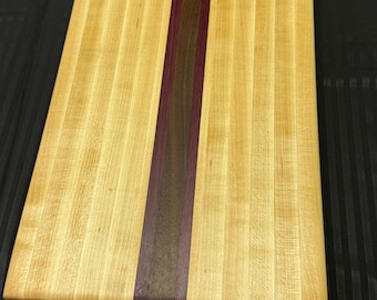 Handmade Walnut Maple Purpleheart Cutting Board – Edge Grain Butcher Block Charcuterie Board