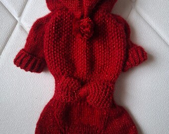 Vestido tipo suéter para perros pequeños, talla S, tejido a mano, para cachorros, para chihuahua, yorkshire, pomerania, ropa cálida de invierno.