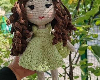 Muñeca de crochet hecha a mano de 23 cm, amigurumi, peluche, ropa extraíble, regalo para niña, decoración infantil.