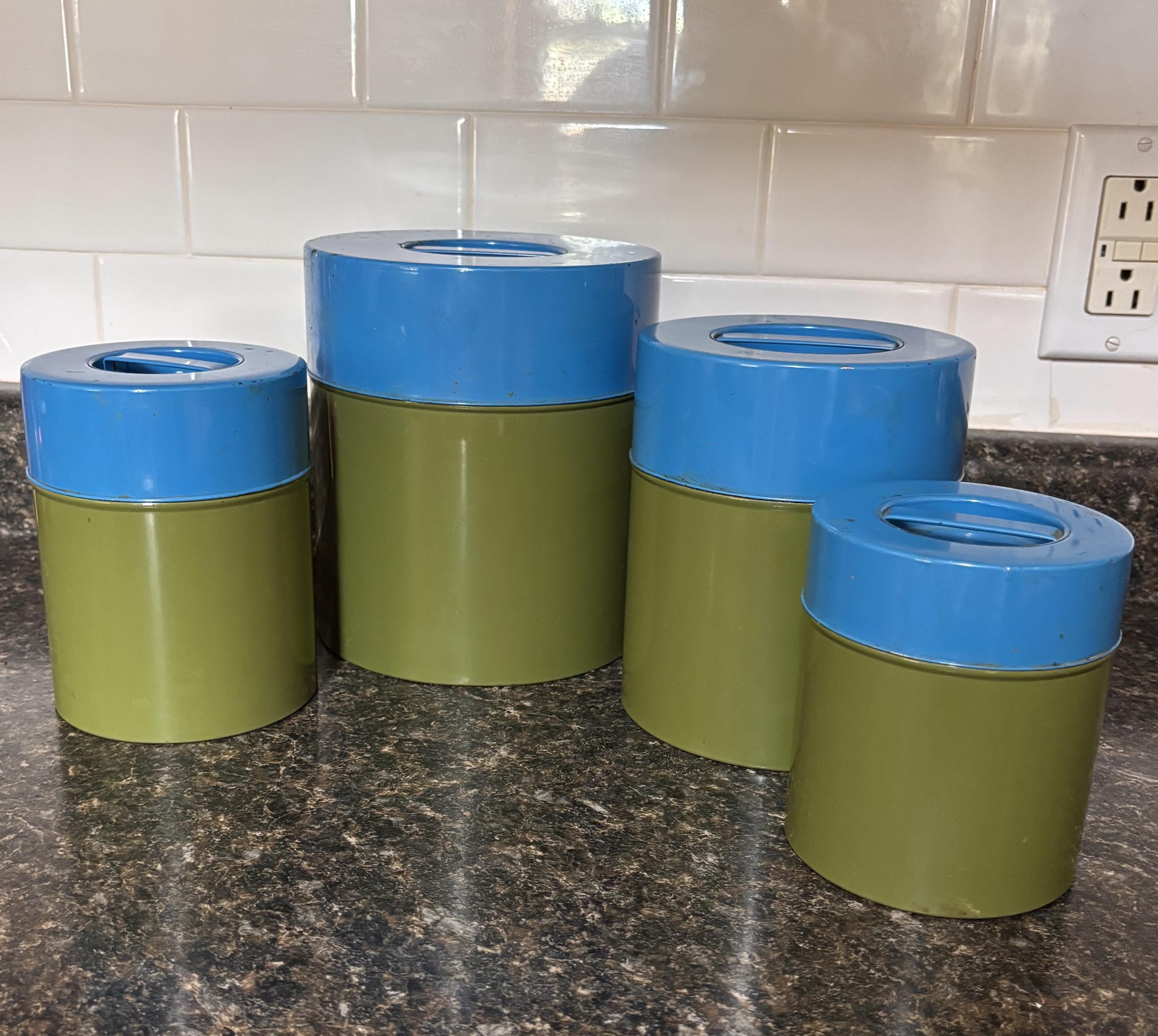 70s Tin Canister - Etsy