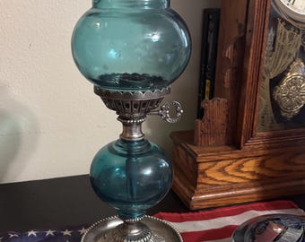 Vintage Blue-Glass Candle Holder