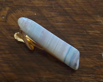 Vintage Native American Polished Agate Cabochon Tie Bar
