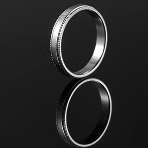 Dunne zilveren ring met milgrain-rand, trouwring, minimalistische stapelring, eenvoudige verlovingsring, ring met milgrain-rand, beloftesring, cadeau voor haar