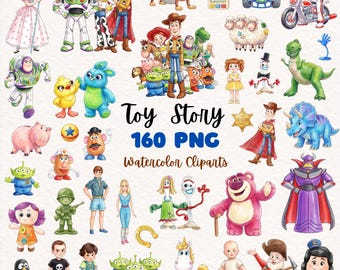 Toy Story Watercolor Clipart, Woody, Jessie, Buzz Lightyear and Friends, Toy Story Birthday, Pixar Cliparts, Toy Story Birthday Cake Topper