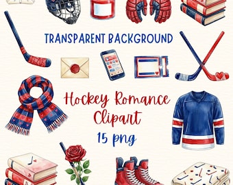 Hockey Romanze Clipart, erhitzte Rivalität Sport Hockeyschläger Clipart, Hockeyliebhaber PNG, Sport Romantik Illustrationen, Hockey Fan Clipart Bundle