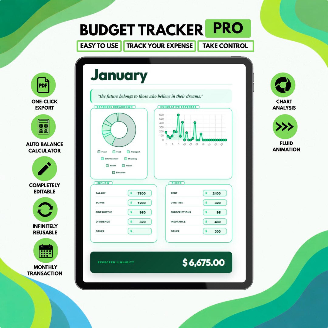 Budget Tracker Pro 2026 – Interactive HTML Finance Planner (instant ...