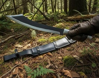 Handgesmede high-carbon eli-machete: 16-inch mes, gereedschap voor buiten, verzameldisplay