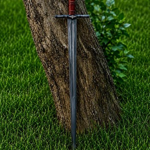 Handgesmeed Damascus Vikingzwaard, scherp middeleeuws lemmet met schede, Noors geschenk voor hem