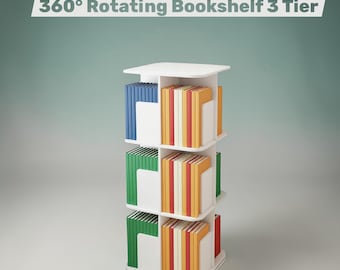 White 3 Tier Rotating Corner Bookshelf PVC Storage Rack