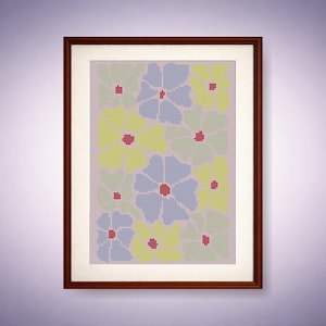 Expressive Floral Form Cross Stitch Pattern 85x119, Modern Abstract Embroidery PDF, Easy Counted Chart, Minimal Botanical Wall Decor, DMC