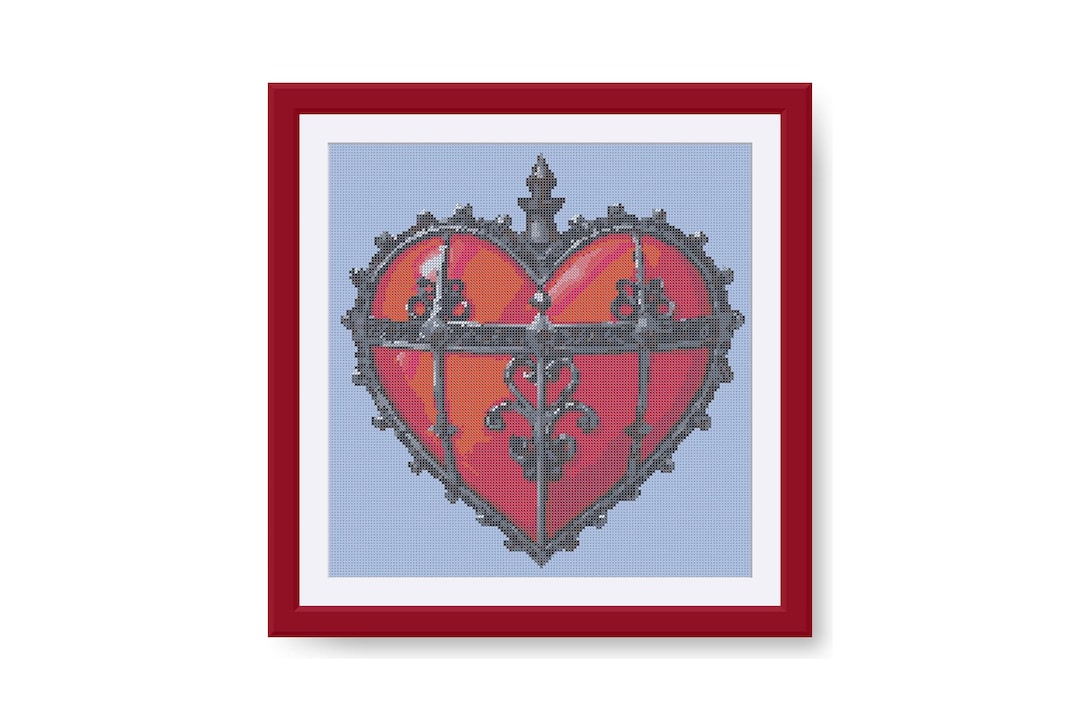 Gothic Heart Cross Stitch Pattern 150x154 - Goth Embroidery Design (PDF ...