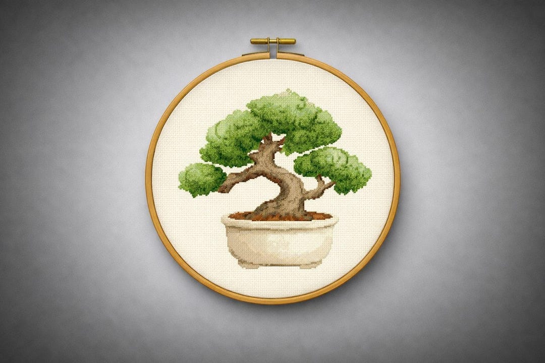 Japanese Bonsai Cross Stitch Pattern, Tree Embroidery Design PDF ...