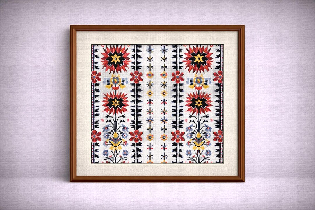 Romania Thread Romanian Vernacular Cross Stitch Pattern Folk Ornament Embroidery Chart ...