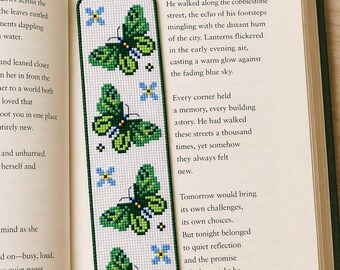 Bookmark With Butterflies Cross Stitch Pattern - DMC & Anchor - Simple Needlework Design - PDF Download