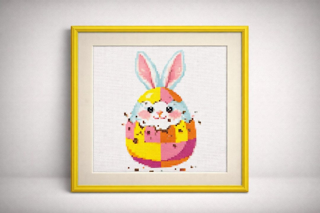 Easy Easter Rabbit Cross Stitch Pattern, Mini DMC Bunny Embroidery ...