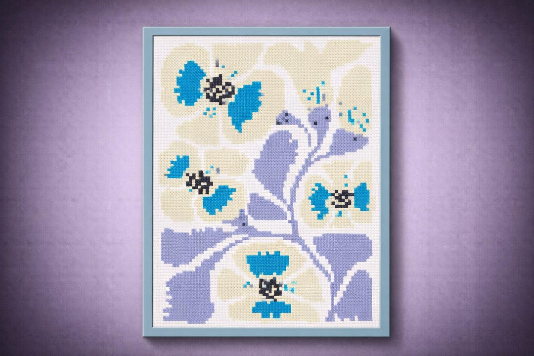 Botanical Shape Cross Stitch Pattern, Modern Plant Embroidery PDF ...