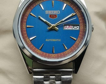Refurbished Automatic Vintage Blue Dial 6309 Japan made Seiko 5 Men's Wrist watch.