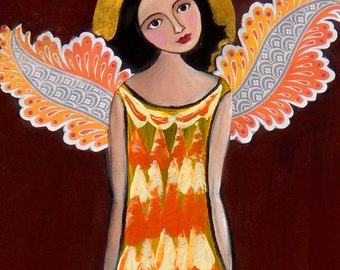 Folk Art Angel Print 8x10 Signed Moondance