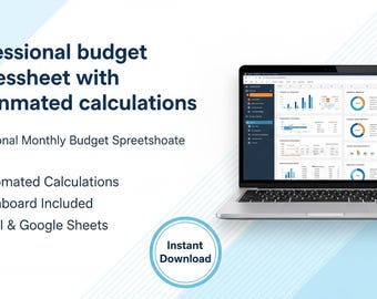Arkusz kalkulacyjny z miesięcznym budżetem | Monitor finansów w programie Excel z pulpitem nawigacyjnym i celami oszczędnościowymi | SmartMaker Budget Pro