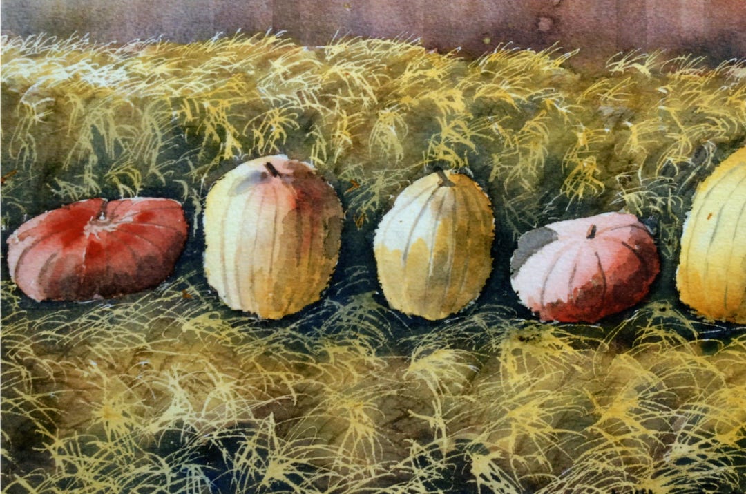 Pumpkins - Water Color Painting Print - Etsy