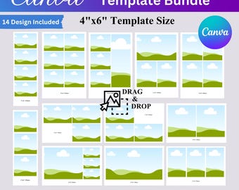 4x6 Photobooth Template Bundle | 16 PSD Photo Strip & Collage Overlays | Custom Photoshop Templates for Wedding And Birthday Photo Booths
