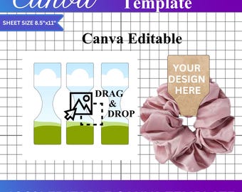 Scrunchie Tag Template, Scrunchie Tag Svg, Scrunchie Label Template, Printable Label, Scrunchie Holder, Scrunchie Hang Tags, Canva Editable