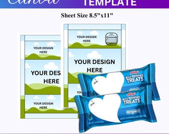 Rice Krispies Treat Wrapper Canva Editable, Party Favor Treat Template, Custom Rice Krispies Label, Printable Snack Wrapper, Birthday Treat